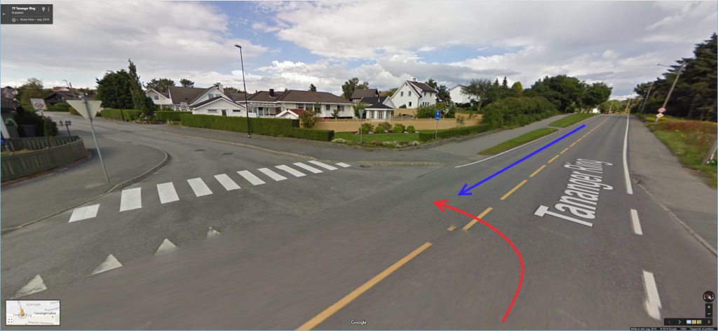 Krysset Tanangerveien/Myrveien (Google StreetView)